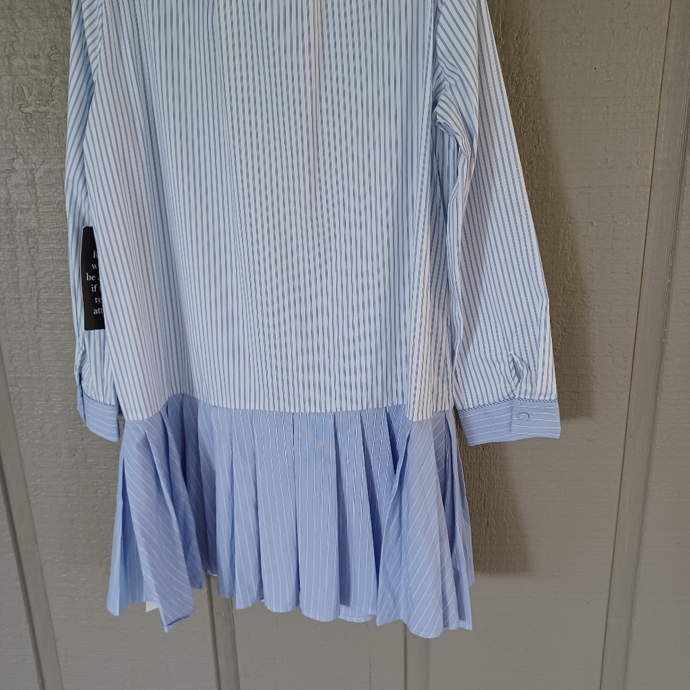 Tuckernuck Tate Stripe Mini Dress Size L Preppy Quiet Luxury Ruffle Cotton Blend - Picture 7 of 12